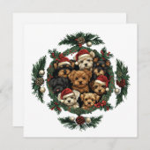 Vrolijk Kerstfeest Yorkshire Terrier Honden Feestdagenkaart (Voorkant / Achterkant)