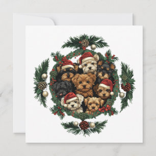 Vrolijk Kerstfeest Yorkshire Terrier Honden Feestdagenkaart
