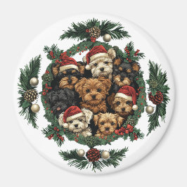Vrolijk Kerstfeest Yorkshire Terrier Honden Magneet
