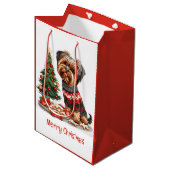 Vrolijk Kerstfeest Yorkshire Terrier Honden Medium Cadeauzakje (Voorkant Gekanteld)