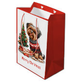 Vrolijk Kerstfeest Yorkshire Terrier Honden Medium Cadeauzakje (Achterkant Gekanteld)