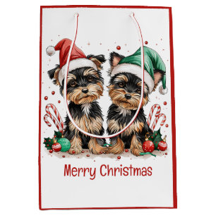 Vrolijk Kerstfeest Yorkshire Terrier Honden Medium Cadeauzakje
