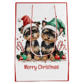 Vrolijk Kerstfeest Yorkshire Terrier Honden Medium Cadeauzakje (Achterkant)