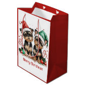 Vrolijk Kerstfeest Yorkshire Terrier Honden Medium Cadeauzakje (Achterkant Gekanteld)