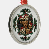 Vrolijk Kerstfeest Yorkshire Terrier Honden Metalen Ornament (Rechts)