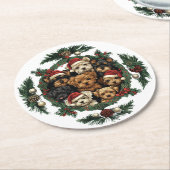 Vrolijk Kerstfeest Yorkshire Terrier Honden Ronde Kartonnen Onderzetter (Gebogen)