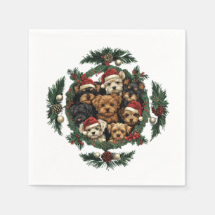 Vrolijk Kerstfeest Yorkshire Terrier Honden Servet