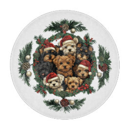 Vrolijk Kerstfeest Yorkshire Terrier Honden Snijplank
