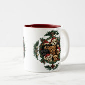 Vrolijk Kerstfeest Yorkshire Terrier Honden Tweekleurige Koffiemok (Voorkant rechts)