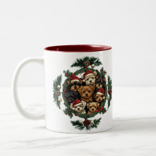 Vrolijk Kerstfeest Yorkshire Terrier Honden Tweekleurige Koffiemok