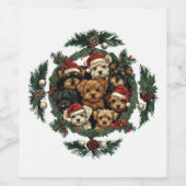 Vrolijk Kerstfeest Yorkshire Terrier Honden Wijn Etiket (Enkel label)