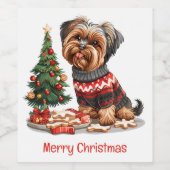 Vrolijk Kerstfeest Yorkshire Terrier Honden Wijn Etiket (Enkel label)