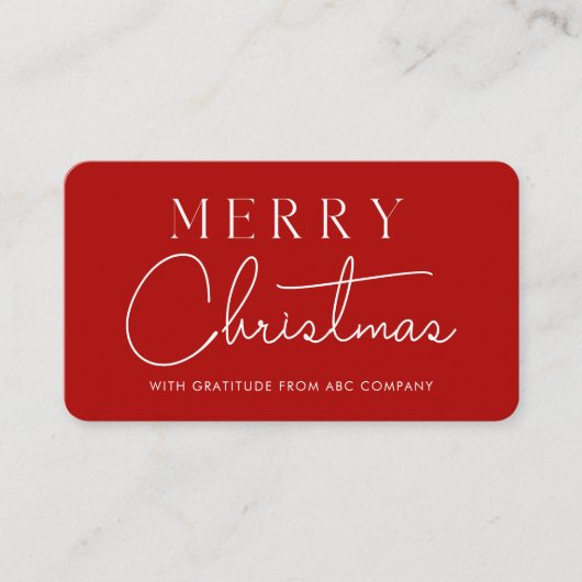 Vrolijk Kerstfeest Zakelijk Bedankt Red Visitekaartje (Voorkant)