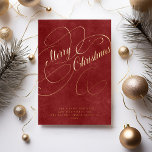 Vrolijk Kerstfeest zakelijk non-foto Folie Feestdagenkaart<br><div class="desc">Eenvoudige elegante luxe zakelijke zakelijke groeten niet-foto vakantie kaart met stijlvolle echte gouden folie Vrolijk kerstklassiek kalligrafie script over een rode fluwelen exclusieve look (BEDRUKT, NIET ECHT FLUWEEL). Gemakkelijk te personaliseren met jouw tekst aan beide zijden. Houd er rekening mee dat de kleur van de folie veranderlijk is - u...</div>