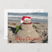 Vrolijk kerstfeest! zandmansneeuwman feestdagenkaart (Voorkant / Achterkant)