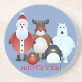 Vrolijk kerstfeest zandsteen onderzetter