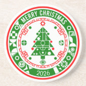 Vrolijk kerstfeest zandsteen onderzetter (Voorkant)