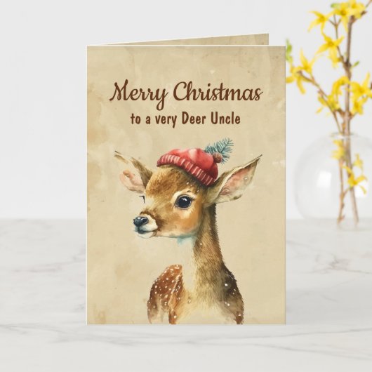 Vrolijk Kerstfeest Zeer Herten Oom Kaart (Gele Bloem)