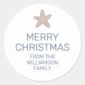 Vrolijk Kerstfeest Zeester Minimal Family White Ronde Sticker (Voorkant)