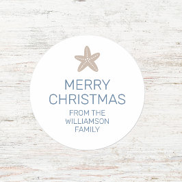 Vrolijk Kerstfeest Zeester Minimal Family White Ronde Sticker