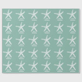Vrolijk Kerstfeest Zeesterren Groen Strand Trendy Cadeaupapier (Vlak)