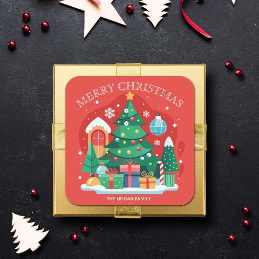 Vrolijk Kerstfeest Zelfgemaakt Voedsel Vakantie Ba Vierkante Sticker