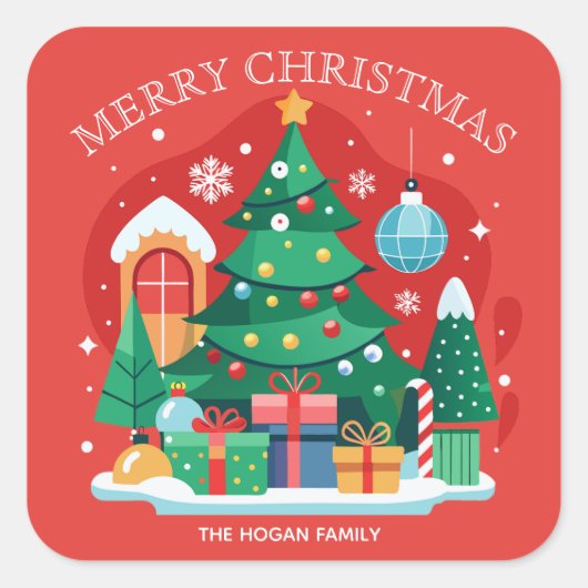 Vrolijk Kerstfeest Zelfgemaakt Voedsel Vakantie Ba Vierkante Sticker (Voorkant)