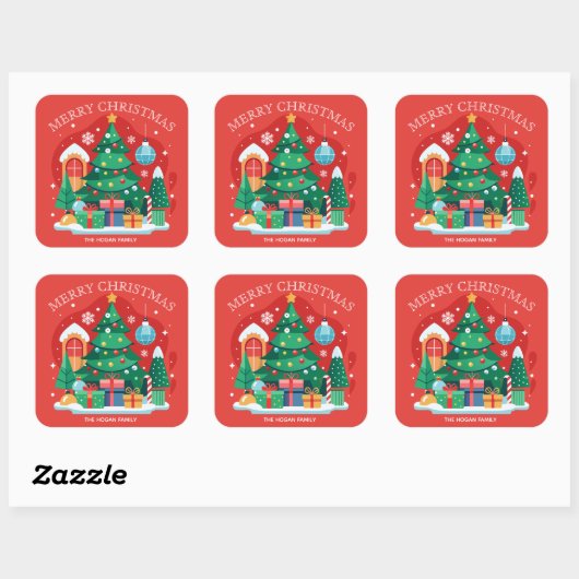Vrolijk Kerstfeest Zelfgemaakt Voedsel Vakantie Ba Vierkante Sticker (Vel)
