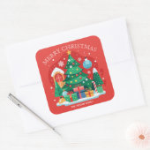 Vrolijk Kerstfeest Zelfgemaakt Voedsel Vakantie Ba Vierkante Sticker (Envelop)