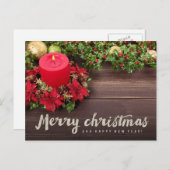 Vrolijk kerstfeest (zilveren glitter) feestdagenkaart (Voorkant / Achterkant)