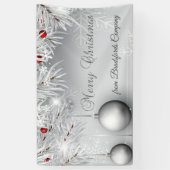 Vrolijk Kerstfeest, Zilveren Kogels, Snowflakes, B Spandoek (Verticaal)