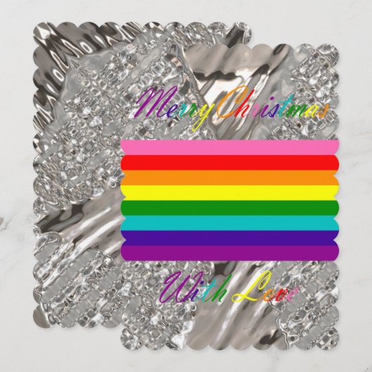 Vrolijk Kerstfeest Zilveren Lichten Elegante LGBT  Feestdagenkaart (Voorkant / Achterkant)