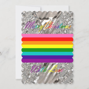 Vrolijk Kerstfeest Zilveren Lichten Elegante LGBT  Feestdagenkaart