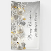 Vrolijk kerstfeest, zilveren sneeuwvlokken, Kogels Spandoek (Verticaal)