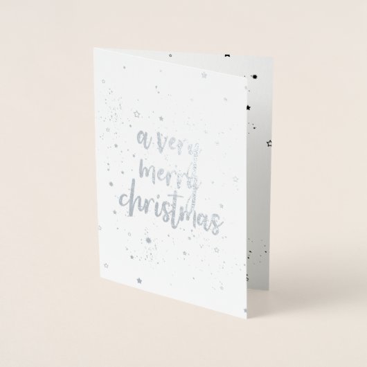 Vrolijk Kerstfeest Zilveren Sprinkle Folie Kaarten (Voorkant)