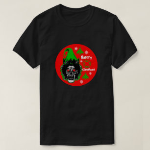 Vrolijk kerstfeest Zombie Red Eyes Rode Cirkel T-shirt