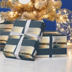 Vrolijk kerstfeest - Zonnegedag in de haven - Boat Cadeaupapier