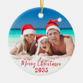 Vrolijk kerstfeest zonnige familie foto keramisch ornament (Voorkant)