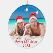 Vrolijk kerstfeest zonnige familie foto keramisch ornament (Links)