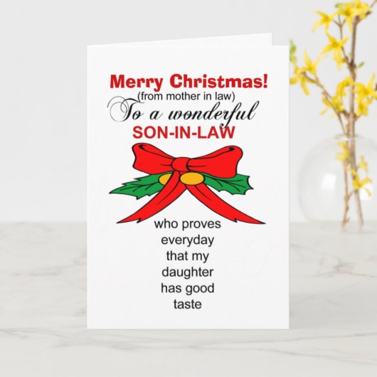 Vrolijk kerstfeest zoon in de wet kaart (Gele Bloem)