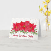 Vrolijk Kerstfeest Zuster Poinsettia Bloemen Kaart (Gele Bloem)