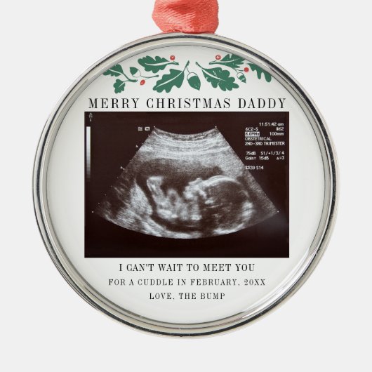 Vrolijk kerstfeest Zwangerschap Ultrageluid Metalen Ornament (Voorkant)