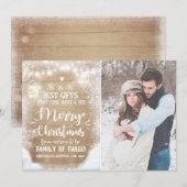 Vrolijk Kerstfeest zwangerschapsaankondiging Rusti Feestdagenkaart (Voorkant / Achterkant)