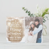Vrolijk Kerstfeest zwangerschapsaankondiging Rusti Feestdagenkaart (Staand voorkant)