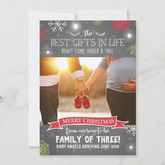 Vrolijk Kerstfeest zwangerschapsaankondiging Rusti Feestdagenkaart (Voorkant)