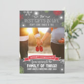 Vrolijk Kerstfeest zwangerschapsaankondiging Rusti Feestdagenkaart (Staand voorkant)