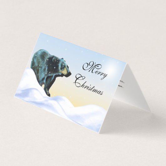 Vrolijk kerstfeest - Zwart Beer in de sneeuw Kaart (Voorkant)