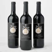 Vrolijk kerstfeest, zwart en wit wijn etiket (Flessen)