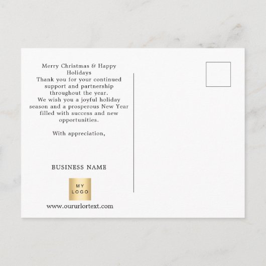 Vrolijk Kerstfeest zwart goud script business logo Feestdagenkaart (Achterkant)