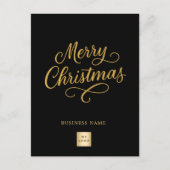 Vrolijk Kerstfeest zwart goud script business logo Feestdagenkaart (Voorkant)